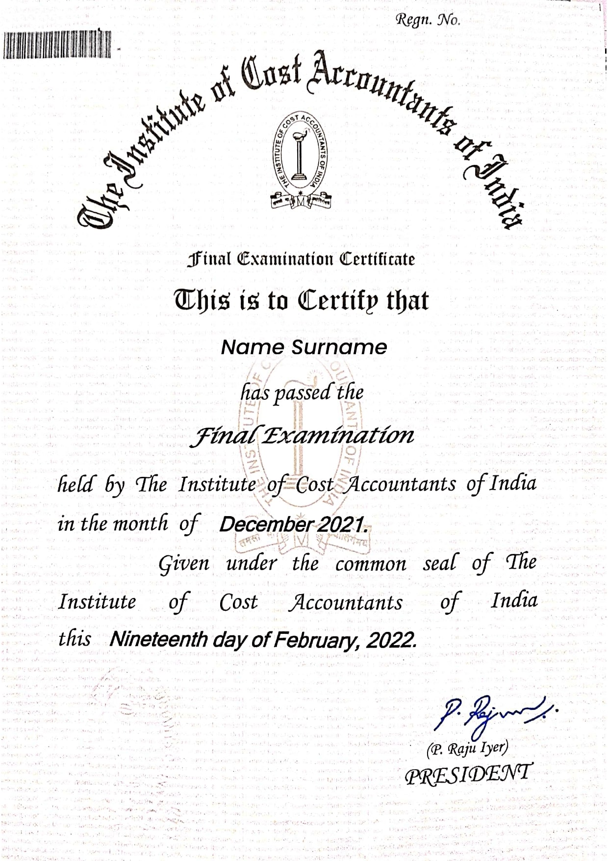 Certificate